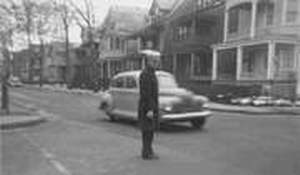 East Orange Police Original Photograph Taken in 1949 At The Intersection of North Grove St and 4th Ave. Policeman in Photo Is That of Officer Jack Owens Positively Identified By Former Resident Mr. Paul Schmitz.